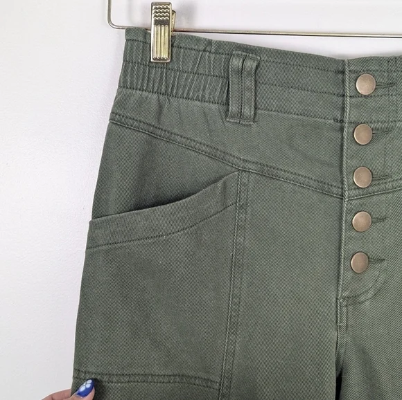 Knox Rose X Target Green Cotton Cropped Relaxed Fit Pull On High Waist Pants - Picture 4 of 7